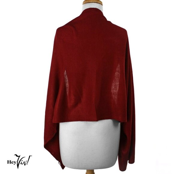 Burgundy Scarf, Shawl, Shrug - 22" x 60" - Creative Button Up Style from Hey Viv - Picture 3 of 4